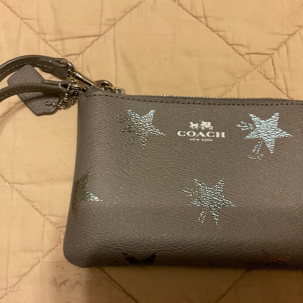 Coach star leather corner zip wristlet